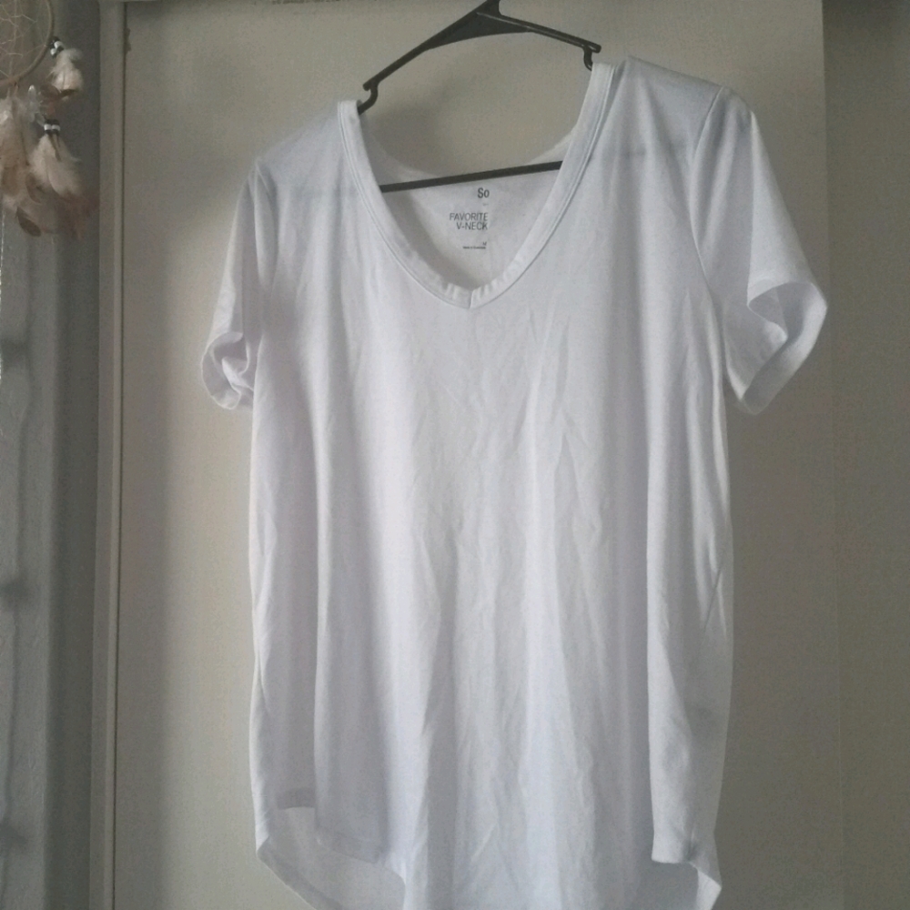 Plain White V Neck